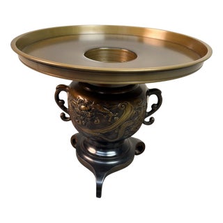 Bronze Usubata Ikebana Vase with Dragon and Tiger, Japan, 1990s For Sale