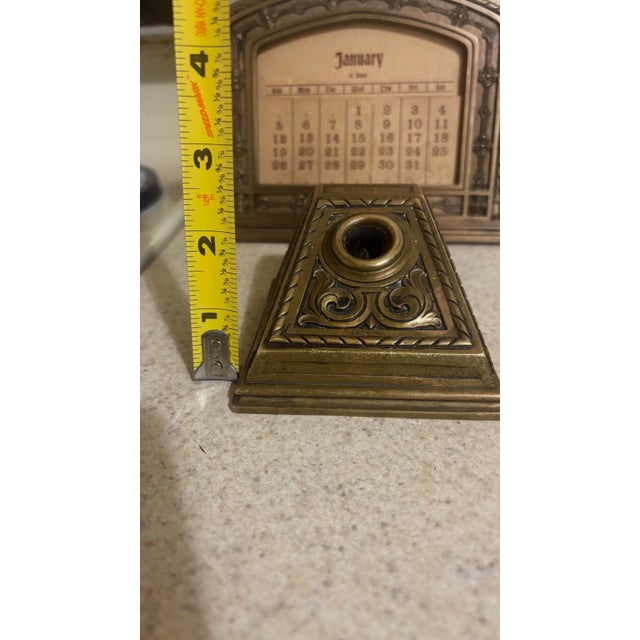 Tiffany and Co. Antique Tiffany & Co. Venetian Bronze Desk Set With Original Calendar Cards - 3 Pieces For Sale - Image 4 of 5