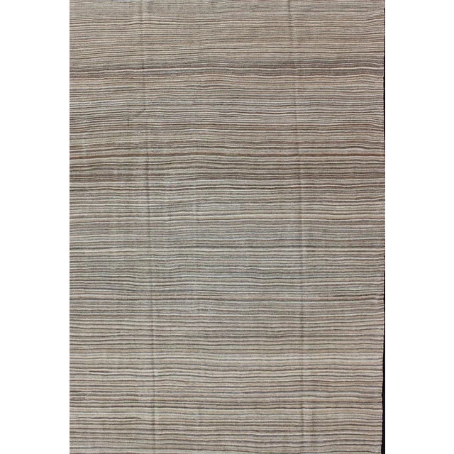 Keivan Woven Arts Modern Kilim with Solid Design in Variation of Gray Tones. Minimalist design Afghan Modern Kilim. Keivan...