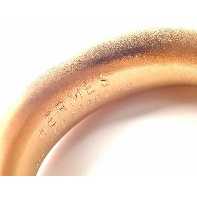Gold Hermes Olive 18k Rose Gold Wood Band Ring For Sale - Image 8 of 10