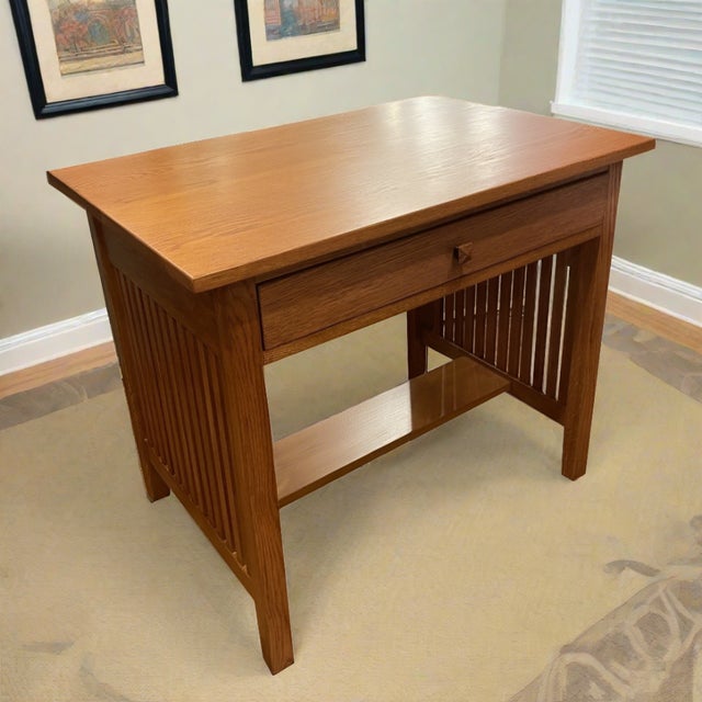 Mission / Arts and Crafts Solid Oak Writing Desk - 36 Inch For Sale - Image 11 of 12