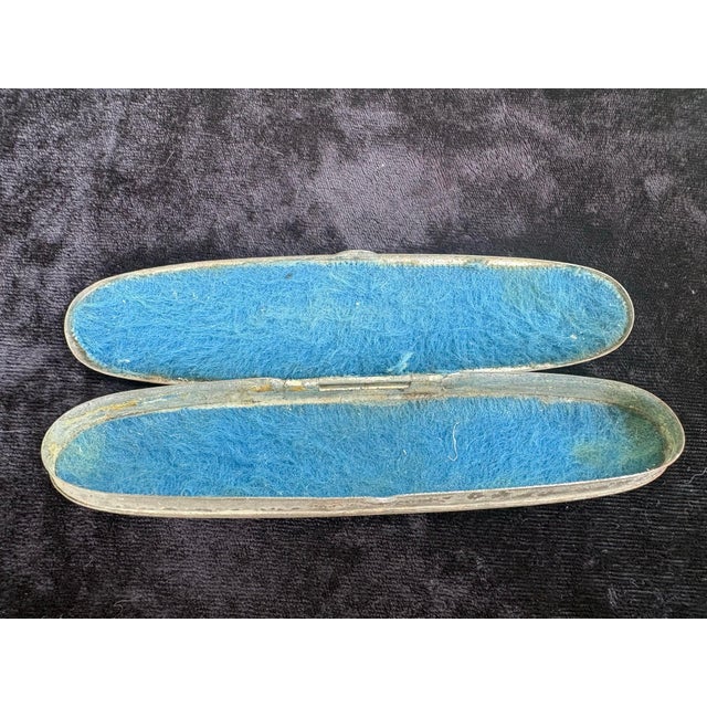 Antique Victorian/Edwardian Folding Octagonal Reading Spectacles With Original Blue-Lined Metal Case, Circa 1890–1915 For Sale - Image 12 of 12