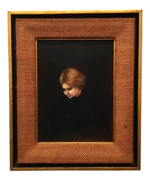 1950s ** Oil Painting "Pensive" by J. O'Leary