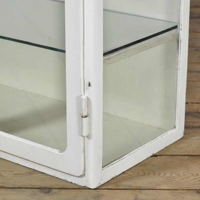 White Vintage Glass and Metal Display Cabinet, 1930 For Sale - Image 8 of 13