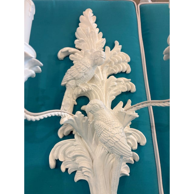 Paint Vintage Palm Beach Pair of Parrot Bird Wall Light Sconces Newly Wired For Sale - Image 7 of 12