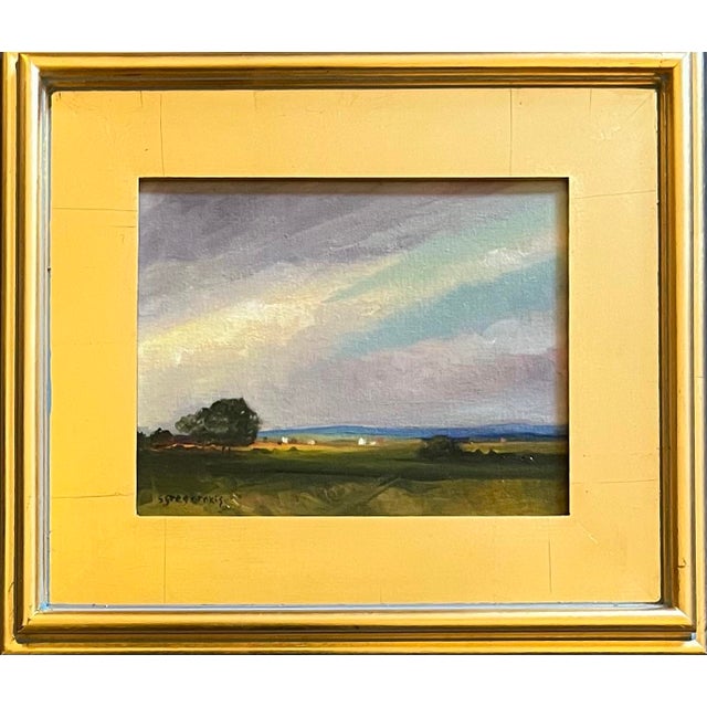 English Oil Painting of a Country Landscape With Distant Poppy Fields For Sale - Image 3 of 3