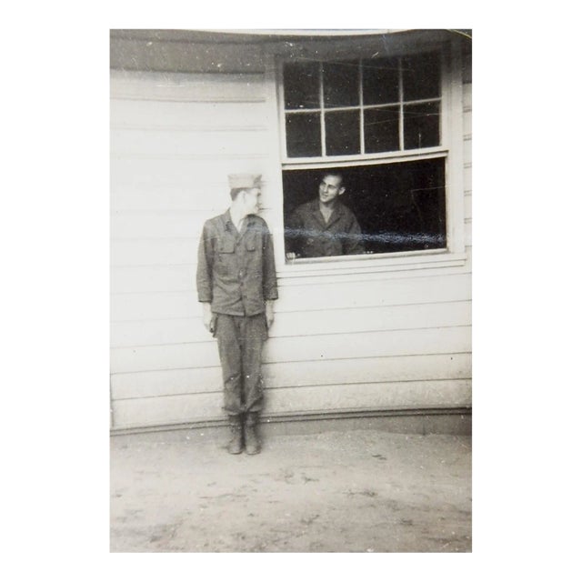 1940s Modern Off Kilter Composition Snapshot Photograph Soldiers For Sale