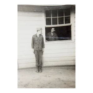 1940s Modern Off Kilter Composition Snapshot Photograph Soldiers