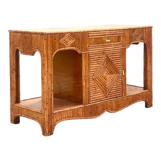 Vintage Coastal Pencil Reed Sideboard For Sale