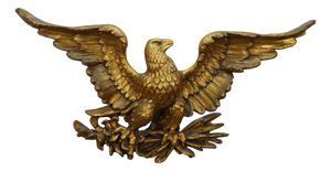 Syroco Mid Century Gold Gilt Resin Federal American Bald Eagle Wall Plaque 37"