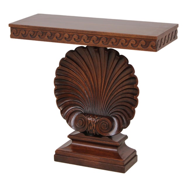 Edward Wormley for Dunbar Mahogany Shell Carved Table For Sale