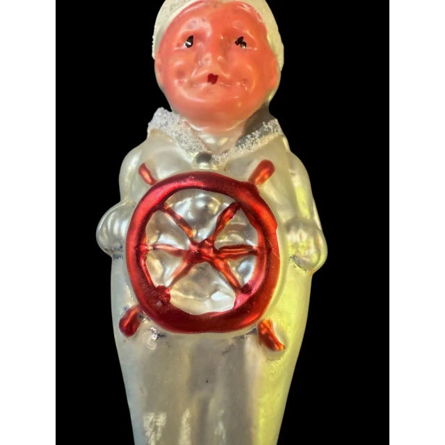Mid 20th Century East German (Gdr) Hand-Blown/Painted Glass Christmas Ornament Sailor For Sale - Image 4 of 7
