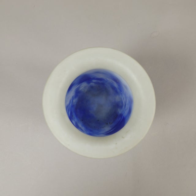 Vintage Hadeland Art Glass Vase With Blue Sailboats, Signed For Sale In Raleigh - Image 6 of 8