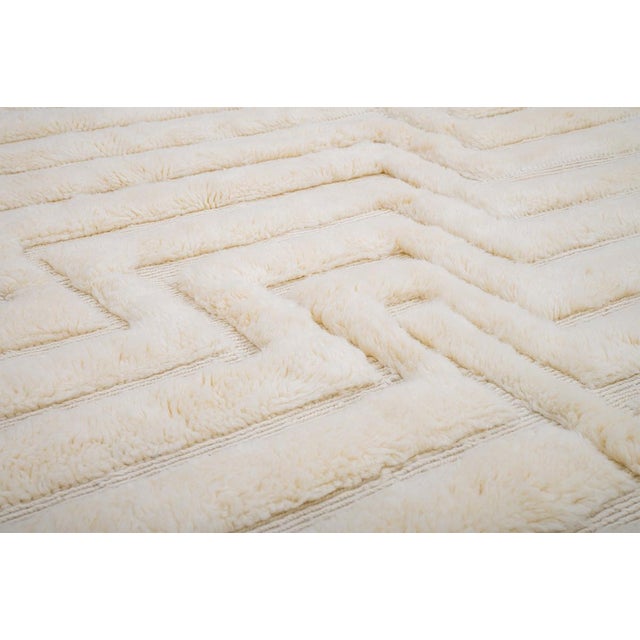 Ivory Sculptural Ivory Hand-Knotted Moroccan Wool Rug | 10'8" X 6'11" | One of a Kind For Sale - Image 8 of 8