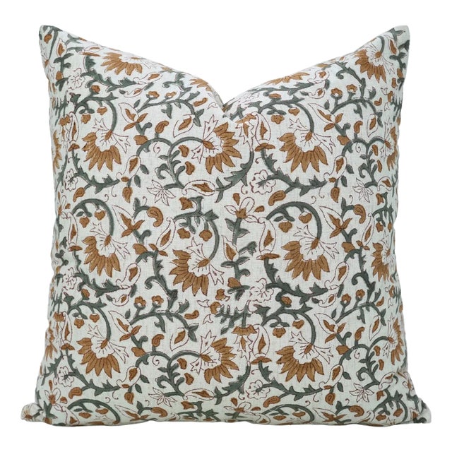 FabDivine Indian Block Print Cushion Cover 14x20 Inch Cotton Linen-Madhav For Sale