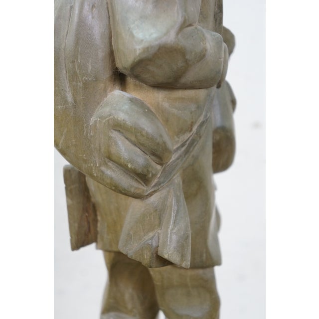 Vintage Carved Folk Art Tramp Hobo Barefoot Homeless Man Figurine 16" For Sale - Image 12 of 14