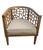 A Pair Mid-Century Modern Inspired Teak Fretted Barrel Tub Chairs For Sale - Image 4 of 12