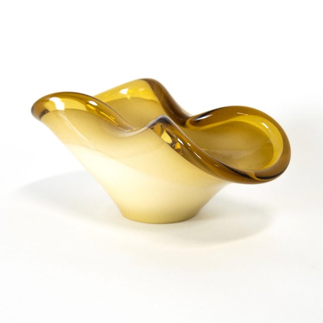 1960s Amber & Brown European Art Glass Bowl For Sale In Boston - Image 6 of 10