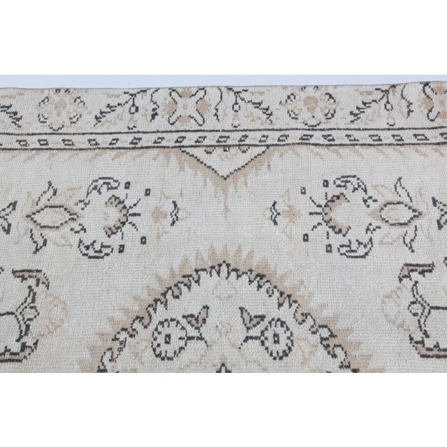 Textile 1950s Soft Color Tones Hand Knotted Oushak Rug-5' 7'' X 8' 1'' For Sale - Image 7 of 11