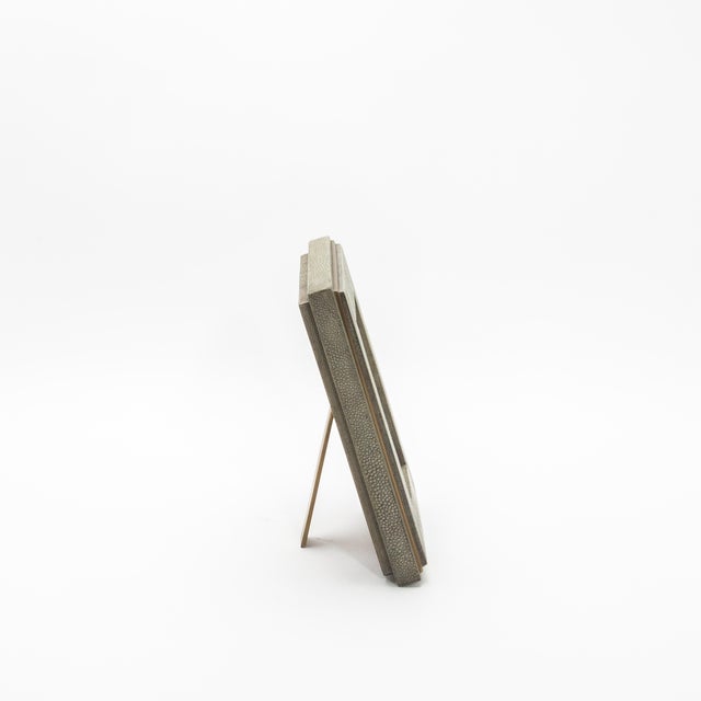 Modern Picture Frame 5x7” in Grey Shagreen With Brass Indentation by R&y Augousti For Sale - Image 3 of 8
