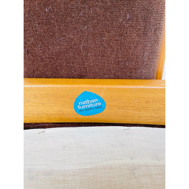 1960s Vintage Wooden and Velvet Dining Chairs from Nathan, 1960s, Set of 4 For Sale - Image 5 of 11