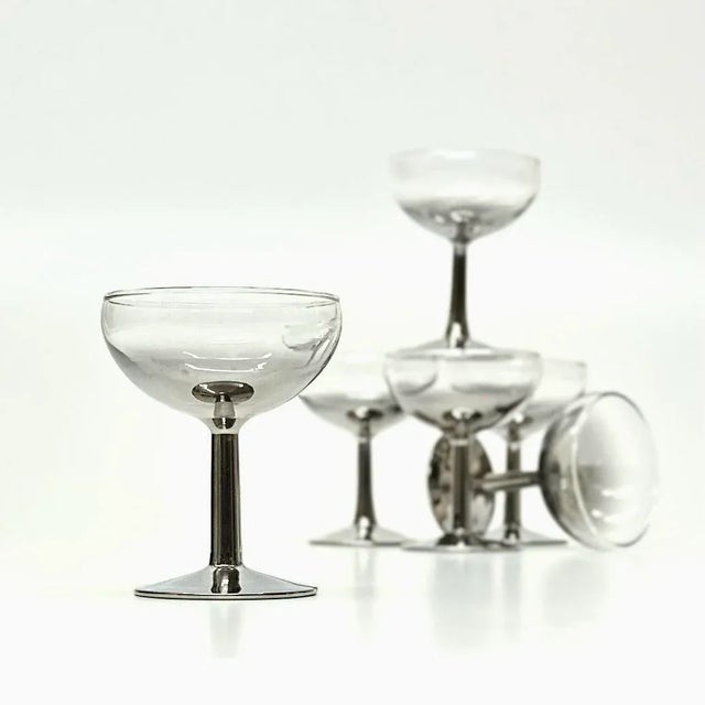Silver Stemmed Ombre Champagne Coupes - Set of 6 For Sale - Image 4 of 4