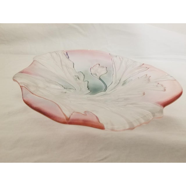 Late 20th Century Savoir Vivre Artesia Nouveau Pink and Green Luster Crystal Dish For Sale - Image 5 of 12
