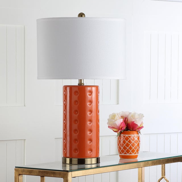 2020s 26 Inch H Table Lamp in Orange - a Pair For Sale - Image 5 of 9