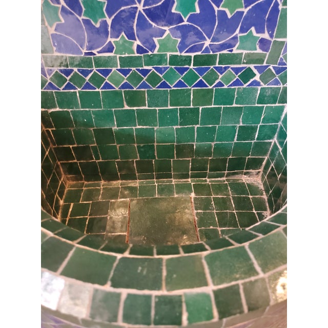 2010s Blue & Green Rafraf Moroccan Mosaic Fountain For Sale - Image 5 of 7