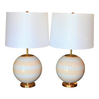 Kate Spade Striped Table Lamps - a Pair For Sale