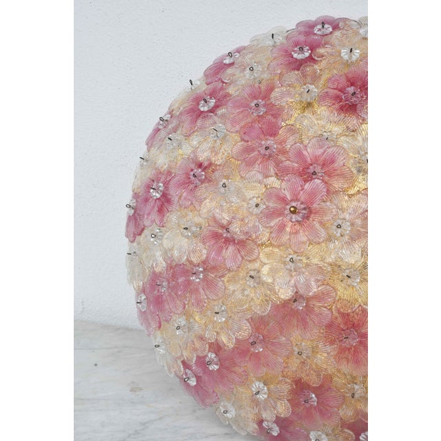 1970s Amazing Pink and Gold Large Size Murano Ceiling Light Flower by Seguso For Sale - Image 4 of 15