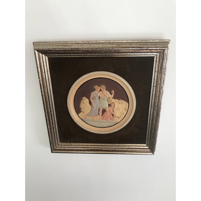 Neoclassical Hand Painted Plaster Intaglio Framed in Velvet For Sale - Image 3 of 12