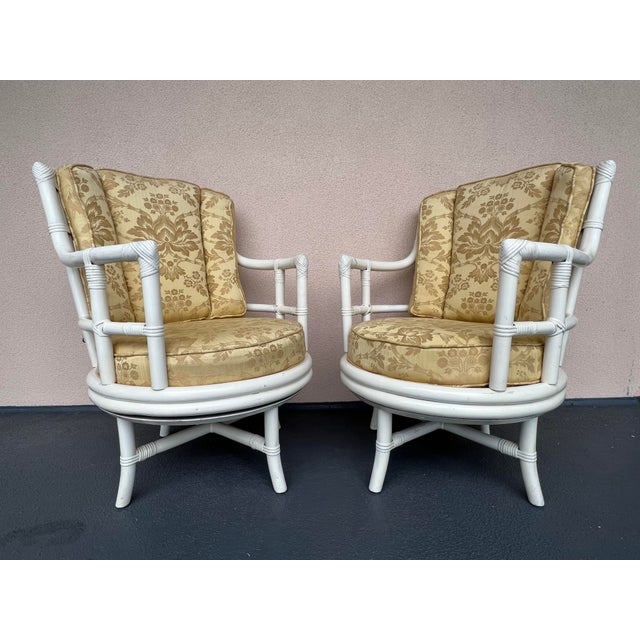 1970s Vintage Mid Century Henry Olko for Willow & Reed Rattan Swivel Bucket Chairs - a Pair For Sale - Image 12 of 12
