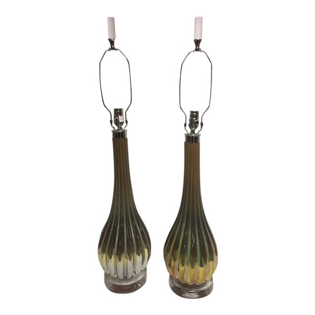 Art Glass Table Lamps - a Pair- Poland For Sale
