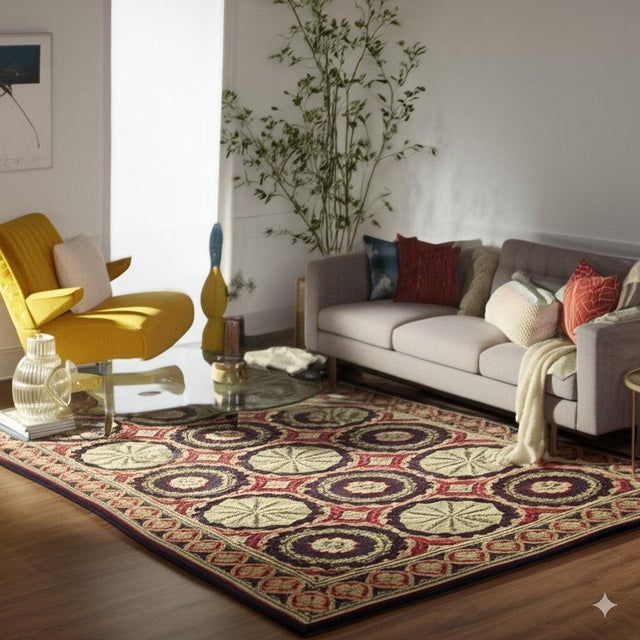 2020s 12'6"x16 Giselle Violet Red Floral Traditional Flatweave Wool Carpet Rug For Sale - Image 5 of 6