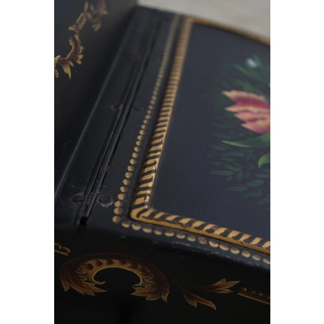 Metal Toleware Paint Decorated Decorative Coal Bin For Sale - Image 7 of 11