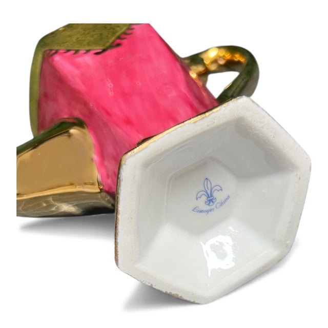 Hollywood Regency Vintage Limoges China Red & 22k Gold Espresso/Tea Set – 15 Pc For Sale - Image 3 of 9