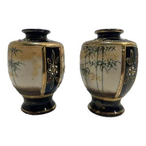 Vintage Japanese Satsuma Miniature Vases - A Pair