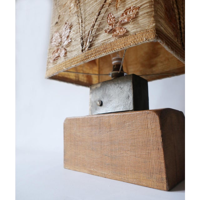 Metal Large Vintage Lamp in Wood, Metal and Fabric, 1970s For Sale - Image 7 of 15