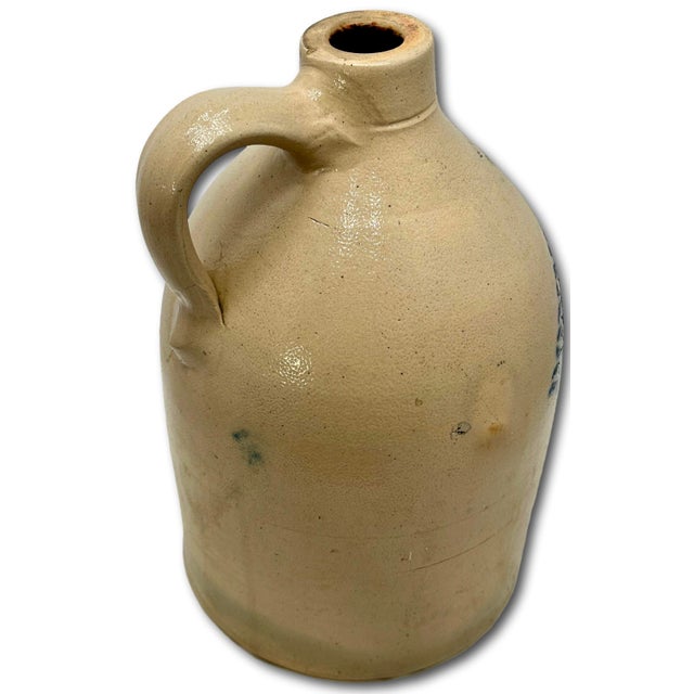 Antique American Blue Decorated 2 Gallon Stoneware Advertising Jug by West Troy Pottery Co. New York Circa 1880s For Sale - Image 15 of 18