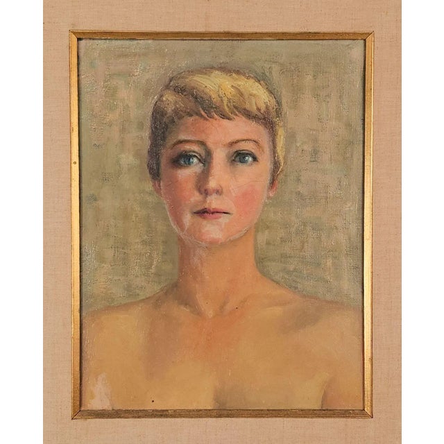 A mid-century painting of a beautiful woman, France circa 1960.