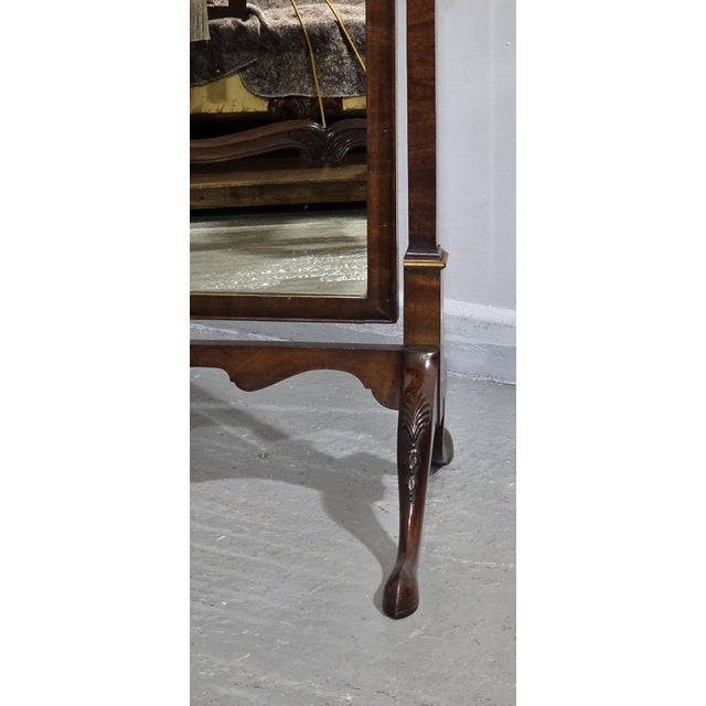Queen Anne Walnut Cheval Mirror, 1920 For Sale - Image 11 of 12