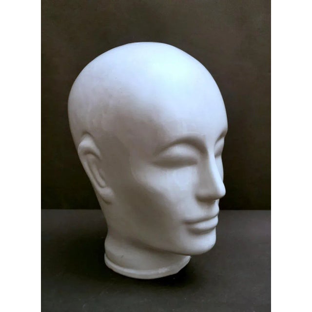 Late 20th Century Vintage Italian Head in White Glazed Ceramic For Sale - Image 5 of 13