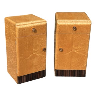 Art Deco Birds Eye Maple Bedside Tables, 1930s, Set of 2 For Sale