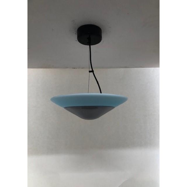 Mid-Century Modern Murano Blue Glass Pendant Lamp. Mounting: Gray / Black For Sale - Image 11 of 13