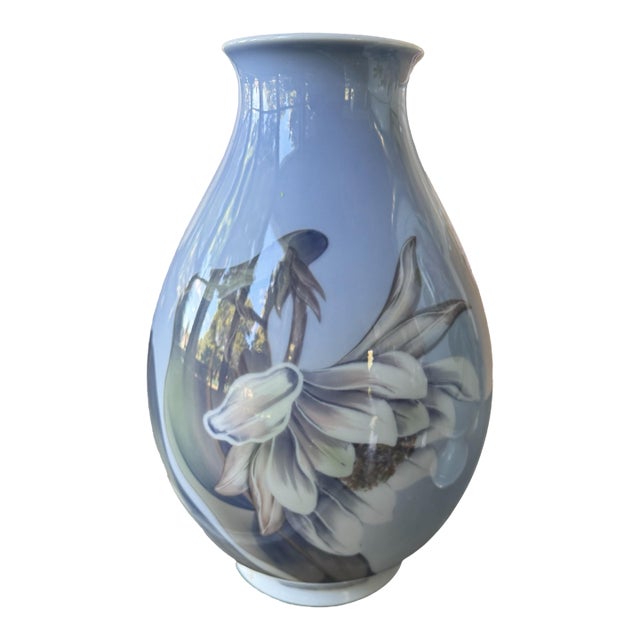 Vintage Royal Copenhagen Floral & Butterfly Decorated Porcelain Vase For Sale