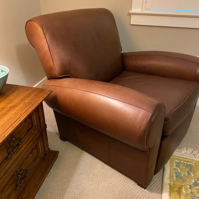 Pottery Barn Manhattan Leather Recliner Chairish