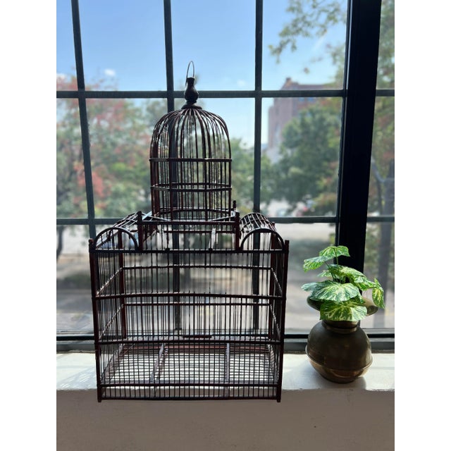 Brown Vintage Mid 20th Century Wooden Birdcage For Sale - Image 8 of 9