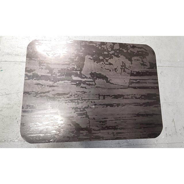 Brutalist Side Table in Ecthed Metal, 1970s For Sale - Image 10 of 11