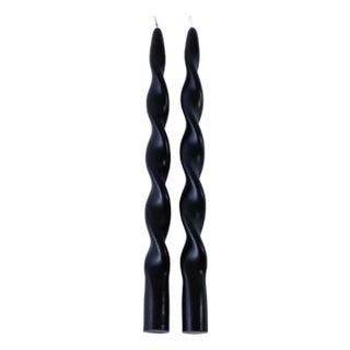 Lumière Twist Taper Candles, Set of 12 in Black, 12" For Sale